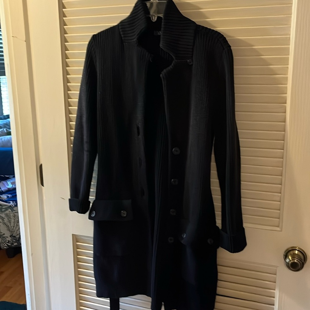 P518  Lauren Ralph Lauren black long belted sweater